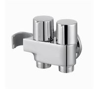 Solid Brass Brushed Gold or Gunmetal Gray 1 Inlet 2 Outlet Dual Bidet Angle Valve with Holder for Shower BD234(Chrome)