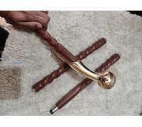 Solid Brass Bubba Handle Walking Cane, Vintage gift Walking Stick Handmade Gift for Father, Handmade Head Handle Stick Gift for Mother, cane, 37 Inch, Brass/Brown