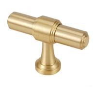 Solid Brass Cabinet Door Handles Gold Finish Furniture Hardware T-Bar Pulls for Kitchen Cupboards Drawers Wardrobe Doors Bedroom Furniture Refurbishment Various Hole Spacing(Single hole)