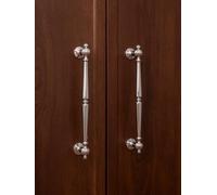 Solid Brass Cabinet Handle Chrome Silver Handle Pumpkin Type Design Kitchen Cabinet Pull Wardrobe Drawer Knob Furniture Pulls(Pitch-row-128mm)