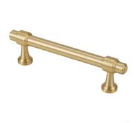 Solid Brass Cabinet Handle Gold 96mm Hole Distance Gold Drawer Pulls Solid Brass 128mm Center to Center Single Hole Brass Knob 50mm Length for Furniture Heavy Duty Brass Door (320mm hole distance)