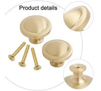 Solid Brass Cabinet Pull Handle, European Minimalist Design with Classical Gold Finish, 32 mm x 25 mm Single-Hole Drawer Knob (2-Pack)