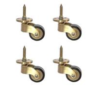 Solid Brass Caster Wheel,25mm Antique Style Casters,Moving Caster Wheels,360° Swivel Caster,Vintage Rubber Castors for Furniture, with Screws, Load 330 lbs of 4 Packs
