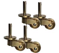 Solid Brass Caster Wheels 4 Vintage Style 1" Universal Stem Casters Antique Polished Finish Perfect Replacement Wheels for Sofas & Furniture