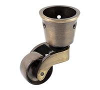 Solid Brass Castor Caster with 28mm Wheel (Single Piece) - Genuine Solid Brass - Antique Vintage Effect - Cup Style Fitting - UK Company