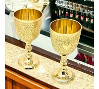 Solid Brass Chalice Goblet - Vintage Golden King Arthur Wine Cup, Medieval Renai