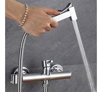 Solid Brass Chrome Handheld Portable Shower Set with Hot and Cold Water Bidet Mixer Faucet Muslim Toilet Shattaf