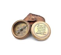 Solid Brass Compass with Leather Case - Engraved Quote “Do Not Go Where The Path May Lead” - Inspirational Gift for Men, Women, Graduates, Travelers, Retirement, Adventure Keepsake