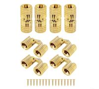 Solid Brass Concealed Hinge 180 Degree Cup Hinge For Toolbox | Golden Finish Flush Mount Lid Stop With Screws, For Durable H62 Copper Alloy Replacement Wooden Cases 18X8mm(brass hinge)