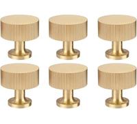Solid Brass Cupboard Knobs Pull - Modern Handle for Cabinet and Drawer - Pack of 6 with Polished Brass Finish