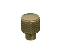 Solid Brass Curved Knurled Kitchen Pull Handles & Knobs Knurled Button Cabinet Knob 20mm - Satin Brass