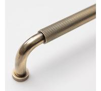 Solid Brass Curved Knurled Kitchen Pull Handles & Knobs Knurled Handle 136mm - Antique Brass