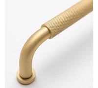 Solid Brass Curved Knurled Kitchen Pull Handles & Knobs Knurled Handle 136mm - Satin Brass