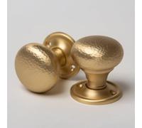 Solid Brass Door Knobs - Hammered Satin Brass (Pair) | Thumbturns & Latches Solid Brass Door Knobs - Hammered Satin Brass (Pair)