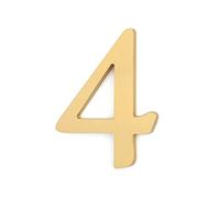 Solid Brass Door Number 4, Self Adhesive Door Plate House Numbers for Home Mailbox Address Sign, Peel & Stick