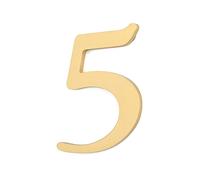 Solid Brass Door Number 5, Self Adhesive Door Plate House Numbers for Home Mailbox Address Sign, Peel & Stick