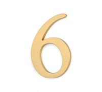 Solid Brass Door Number 6, Self Adhesive Door Plate House Numbers for Home Mailbox Address Sign, Peel & Stick