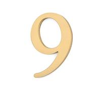 Solid Brass Door Number 9, Self Adhesive Door Plate House Numbers for Home Mailbox Address Sign, Peel & Stick