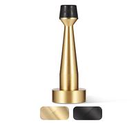 Solid Brass Door Stop, Heavy Duty Decorative Door Stopper with Rubber Tip Bumper for Wall and Door Protection Sound Dampening, 3.2 Inch Brushed Gold Finished