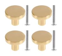 Solid Brass Drawer Knobs 4/8Pcs Antique Design Cupboard Door Cabinet Knob Dresser Single Center Round Pure Copper Handle Knob(4pcs)