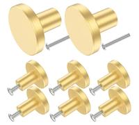 Solid Brass Drawer Knobs 4/8Pcs Antique Design Cupboard Door Cabinet Knob Dresser Single Center Round Pure Copper Handle Knob(8pcs)