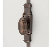 Solid Brass Espagnolette Bolt, French Wood, Light | 1500mm Rod Length, Two Finish Options, Includes End Keeps, Surface-Mounted, 177mm x 38mm Backplate