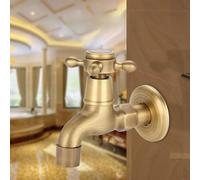 Solid Brass Faucet, Vintage Wall Mounted Single Handle Cold Water Tap for Kitchen Sink, Mop Pool with Sealing Pad (Short mop Pool Faucet)