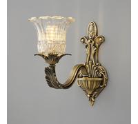 Solid Brass French Wall Lamp, Antique Copper Finish for Living Room Bedroom Headboard, Retro American Style(1-Light)