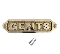 Solid Brass “GENTS” Toilet Door Sign - 13 x 3.5 cm Vintage Brass Restroom Plaque with Screws | Antique Style Gents Bathroom Door Plate for Pubs, Cafés, Offices & Home