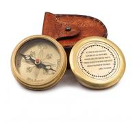 Solid Brass Gift Compass with Leather Case - Engraved Tolkien Quote “Not All Those Who Wander are Lost” - Vintage Gift for Travelers, Readers, Adventure Lovers, Graduation, Birthday, Retirement