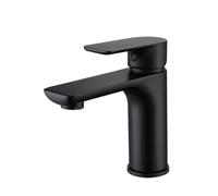 Solid Brass Gunmetal Deck Mount Vessel Faucet Matt Square Brushed Gold Basin Bathroom Small Tap Mixer BL709(Black)