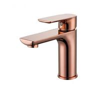 Solid Brass Gunmetal Deck Mount Vessel Faucet Matt Square Brushed Gold Basin Faucet Bathroom Small Basin Tap Mixer BL709(Rose Gold)