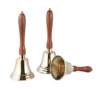 Solid Brass Hand Bell 1pcs 3/3.5/4/4.5inch Brass Hand Bell Wood Handle Calls Bar Counter Dining Hall Table(3.5inch)