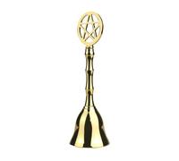 Solid Brass Hand Bell 1Pcs Brass Pentagram Bell Hand Ritual Wicca Pagan Altar Service Home Decor with Star Engraving