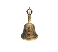 Solid Brass Hand Bell Brass Hand Cranked Bell Hand-held Mantra Portable Handicraft Ornament Percussion Musical Instruments(Large Size)