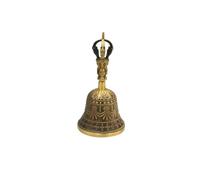 Solid Brass Hand Bell Brass Hand Cranked Bell Hand-held Mantra Portable Handicraft Ornament Percussion Musical Instruments(Small size)