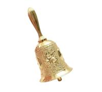 Solid Brass Hand Bell Brass Handicraft Bell Metal Call Bells Alarm Hand Held Service Desktop Tea Dinner Bronze(Size C)