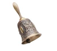 Solid Brass Hand Bell Brass Handicraft Bell Metal Call Bells Alarm Hand Held Service Desktop Tea Dinner Bronze(Size A)