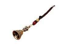 Solid Brass Hand Bell Brass Wind Bell Handicraft Die-casting Drop Hand Call Tibetan Bronze Reception Service Meditation Pray Decor(Size B)