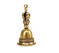 Solid Brass Hand Bell Brass Wind Bell Handicraft Die-casting Drop Hand Call Tibetan Bronze Reception Service Meditation Pray Decor(Size A)