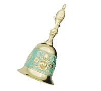 Solid Brass Hand Bell Loud Brass Hand Bell Decor Hanging Elderly Call School Class Handbell Metal Pendant(Gold Green)