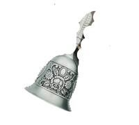 Solid Brass Hand Bell Loud Brass Hand Bell Decor Hanging Elderly Call School Class Handbell Metal Pendant(Sliver)