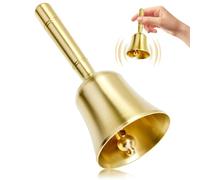 Solid Brass Hand Bell Super Loud Small School Hand Bell Brass Handbell With Metal Clapper for Hotel, Reception, Dinner, Library, Pub, School, Pet Play (9.8cm High x 4cm Diameter)
