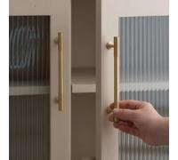 Solid Brass Handle Vertical Lines Linear Kitchen Cabinet Gold Knobs T Bars Bedroom Wardrobes Long Pull Drawer Handle(Pitch-row-160mm)