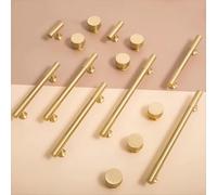Solid Brass Handle Vertical Lines Linear Kitchen Cabinet Gold Knobs T Bars Bedroom Wardrobes Long Pull Drawer Handle(Pitch-row-224mm)