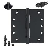 Solid Brass HD Door Hinge 5" x 5" Heavy Duty - Entry & Exterior Doors, 4 Ball Bearing Full Mortise, Super Thick, 5mm 0.2" Thick, Includes 2" Screws, Single Hinge (Matte Black)