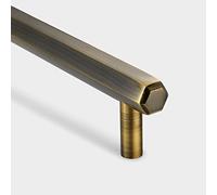 Solid Brass Hexagon Bar Handles | by Pushka Home | Modern Brushed Antique Gold Finish | for Door, Cabinet, Wardrobe, Drawers (160mm Hole Centre)
