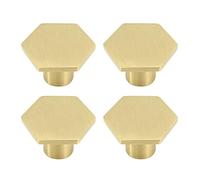 Solid Brass Hexagon Cabinet Knobs, Pure Copper Cupboard Pull Handle with Screws for Wardrobe Door,Cabinet Doors and Dresser Drawers(30mm*21mm) (4 Pcs)