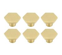 Solid Brass Hexagon Cabinet Knobs, Pure Copper Cupboard Pull Handle with Screws for Wardrobe Door,Cabinet Doors and Dresser Drawers(30mm*21mm) (6 Pcs)