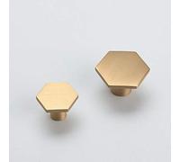 Solid Brass Hexagon Kitchen Cabinet Knobs and Pulls Gold Drawer Dresser Knobs Wardrobe Cupboard Door Pull Handles Hardware 2Pack (2,21x34mm)